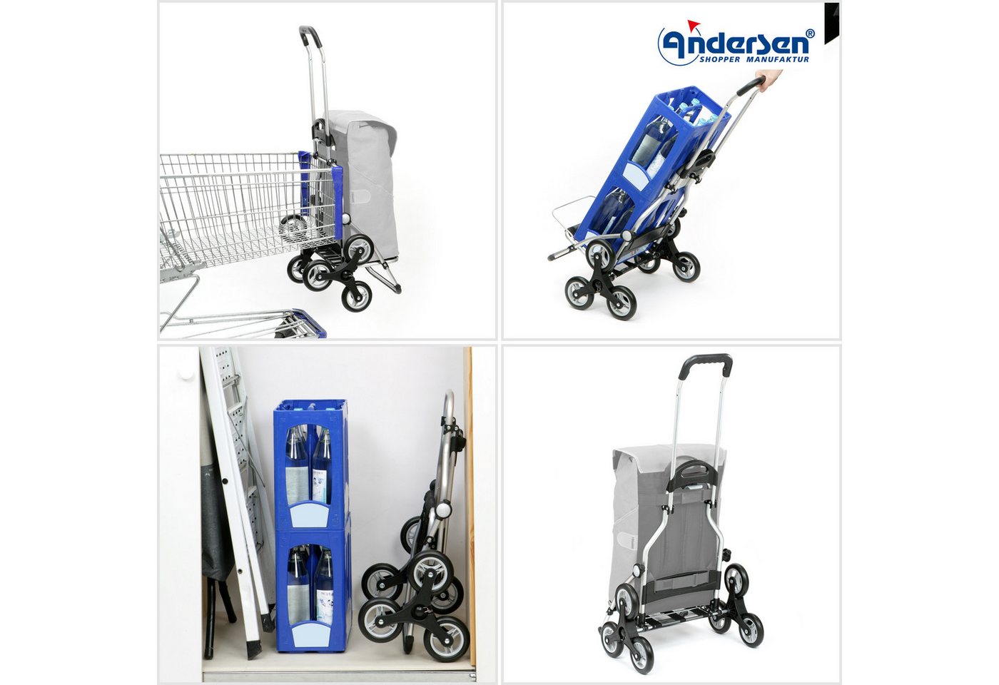 Andersen Einkaufstrolley Treppenst. Royal Sh. Senta 2.0 schwarz, klappbare Ladefläche, belastbar bis 50kg, wasserabweisend