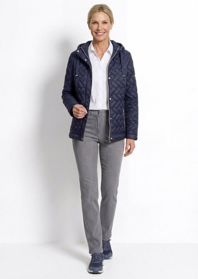 GOLDNER Outdoorjacke Übergangsjacke mit Kapuze Winterjacke mit Druckknöpfen, Reißverschluss, Taschen und Langarm