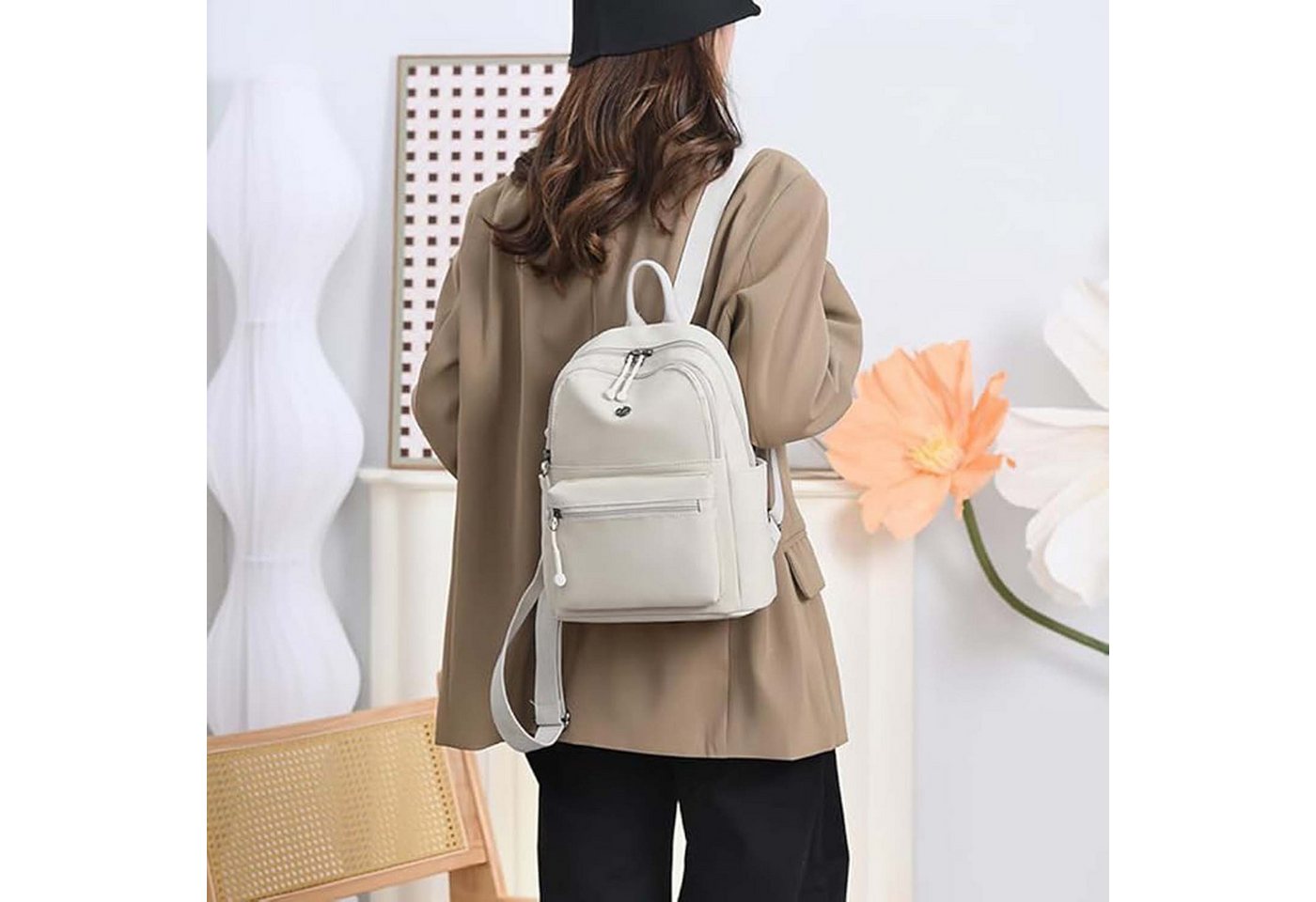 Oemmn Rucksack Damen Wasserdichte Nylon Casual Schultasche Daypack