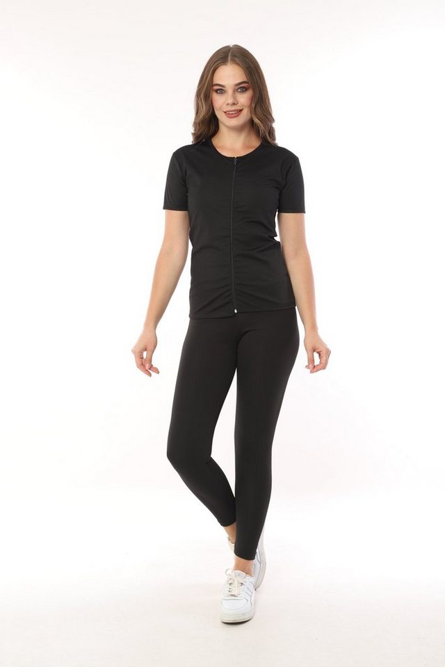 herémood Trainingsshirt Damen-Zipper Kurzarm Sauna-T-Shirt/Thermo-Sauna-Anzug/Body Shaper Bild 3