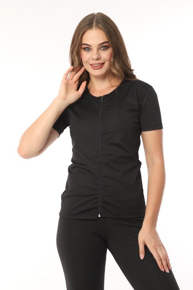 herémood Trainingsshirt Damen-Zipper Kurzarm Sauna-T-Shirt/Thermo-Sauna-Anzug/Body Shaper Bild 4