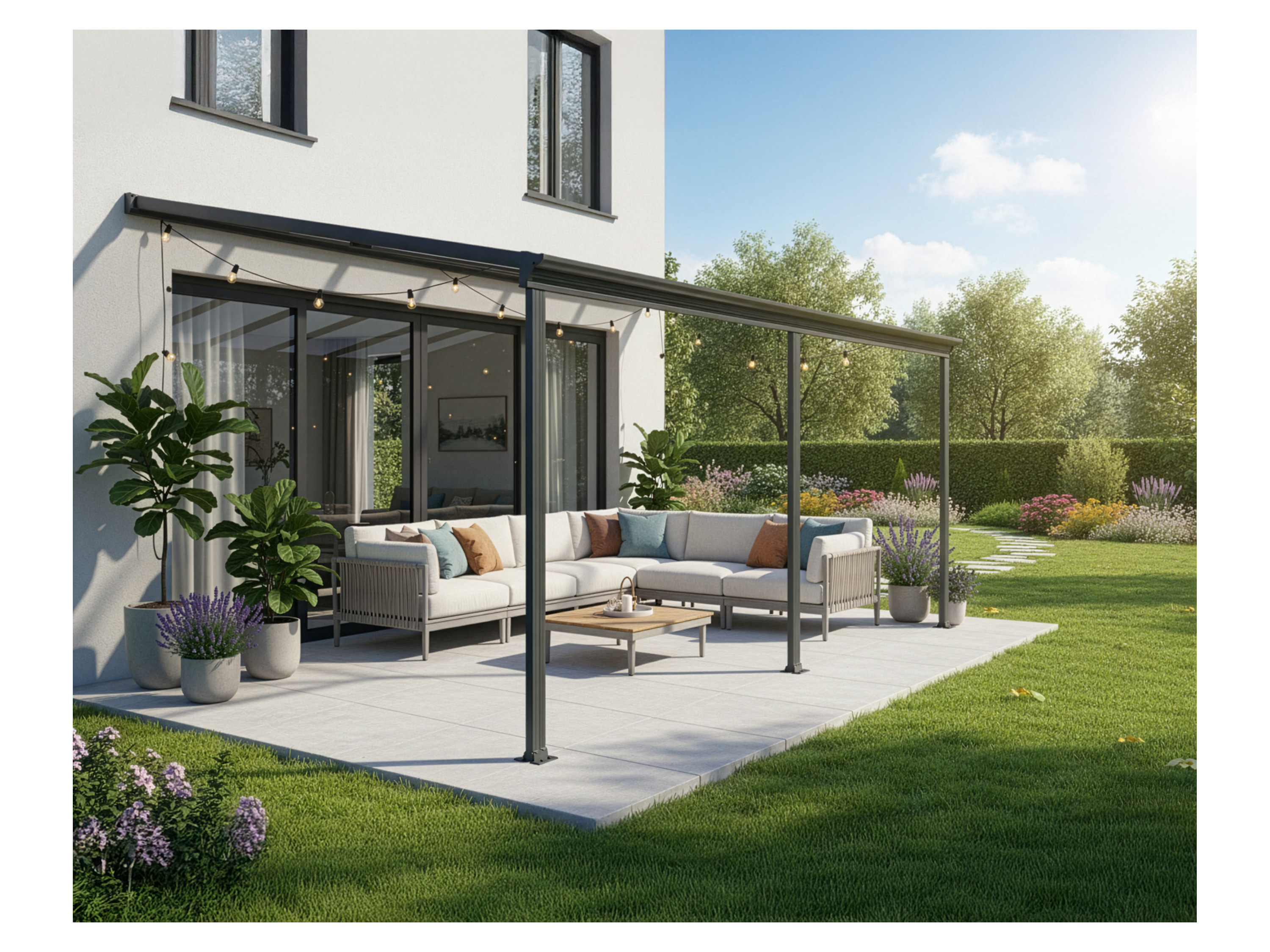 HOME DELUXE Terrassenüberdachung »SOLIS«, verschiedene Größen (496 x 300 x 278 cm, Grau) Bild 2