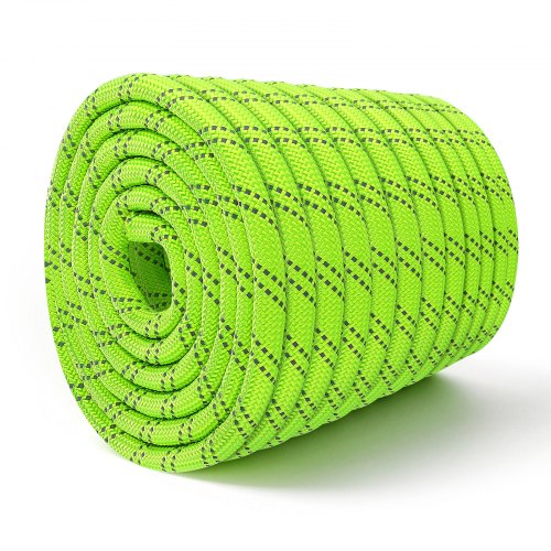 VEVOR Polyesterseil 19,1 mm x 67 m Doppelt Geflochtenes Zugseil Neongrün, Allzweckseil für Festmacher Kletter Camping & Outdoor, 8800 kg Bruchlast, 24 Außen- & 26 Innenstränge, Reflektierendes Design