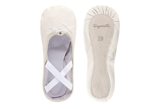 tanzmuster Ballettschuhe Sasha aus Leder mit ganzer Ledersohle Tanzschuh Ballettschläppchen für Mädchen