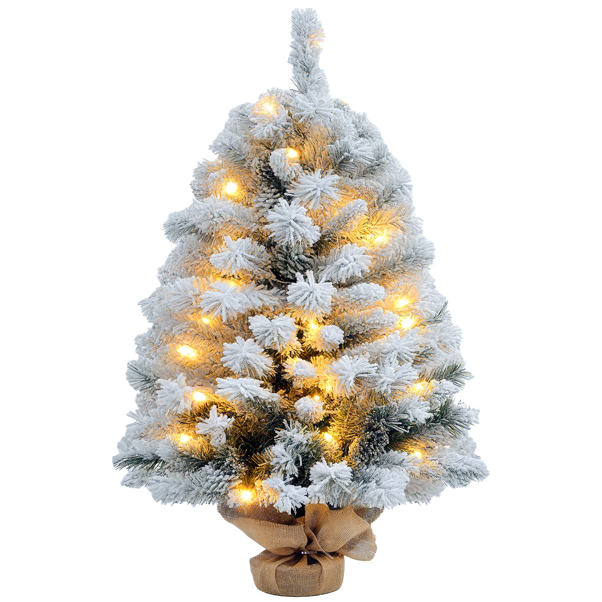 Weihnachtsbaum 92 Cm, Led-lichter, Schneezweige, Tannenzapfen, Flammenhemmend, Betonfuß