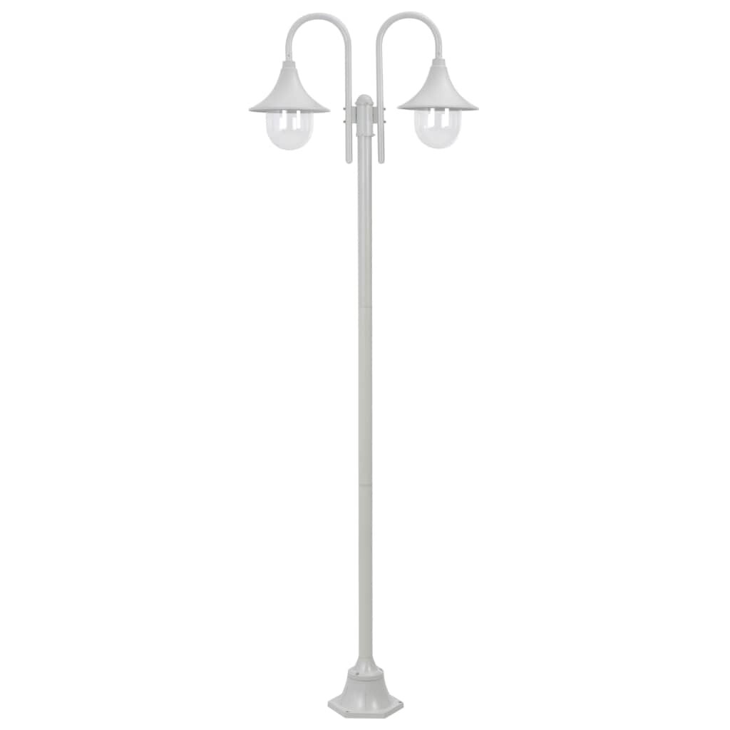 Garten-pollerleuchte E27 220 Cm Aluminium 2-laterne Weiß - Vidaxl