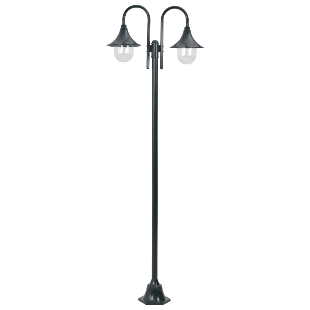 Garten-pollerleuchte E27 220 Cm Aluminium 2-laterne Dunkelgrün - Vidaxl