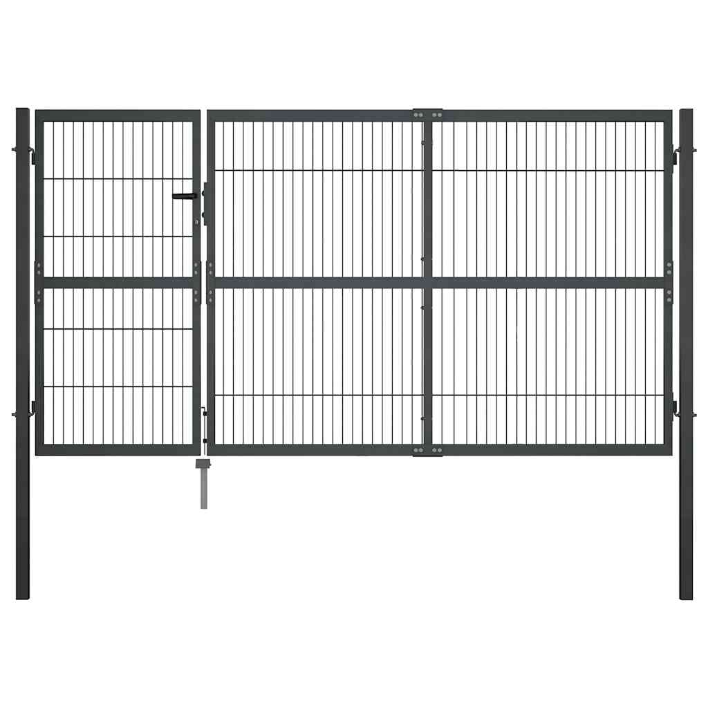 Gartentor Mit Pfosten Stahl 350×140 Cm Anthrazit - Vidaxl