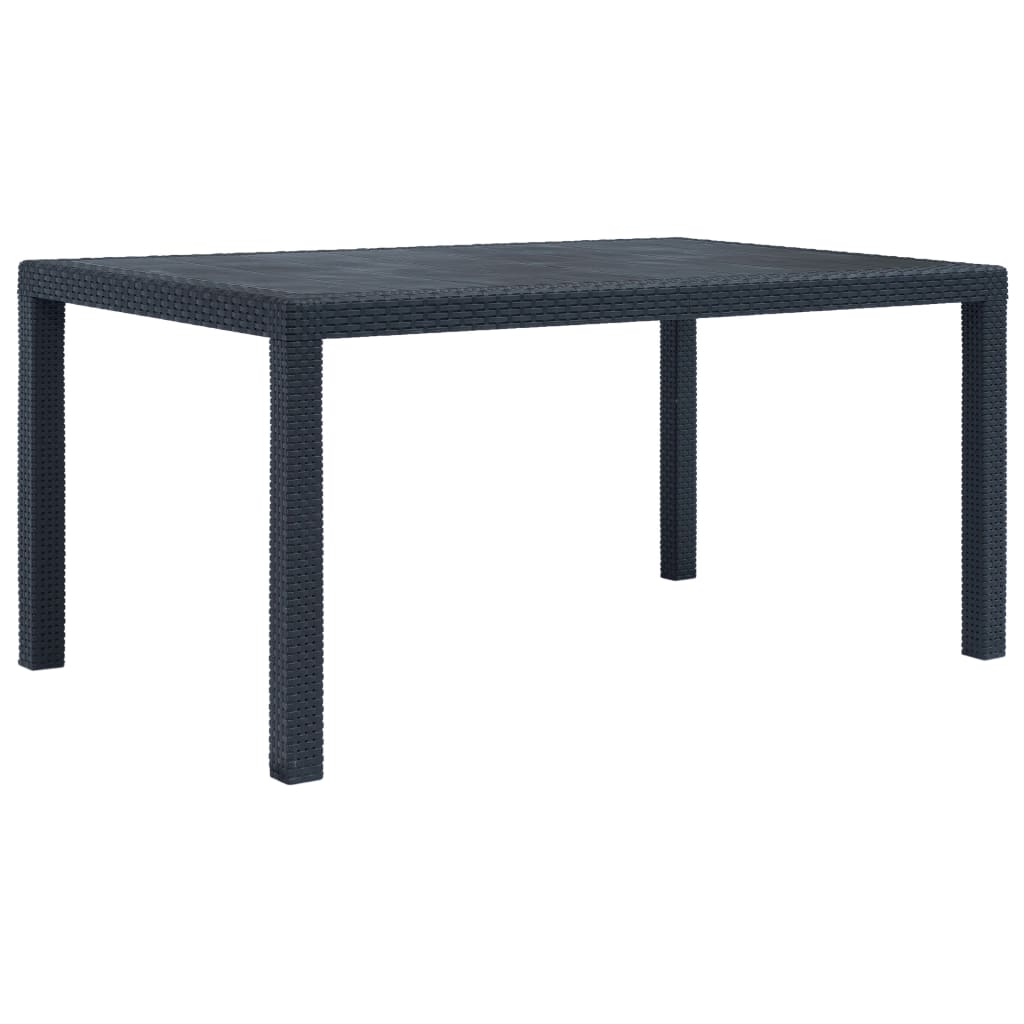 Gartentisch Anthrazit 150x90x72 Cm Kunststoff Rattan-optik Vidaxl