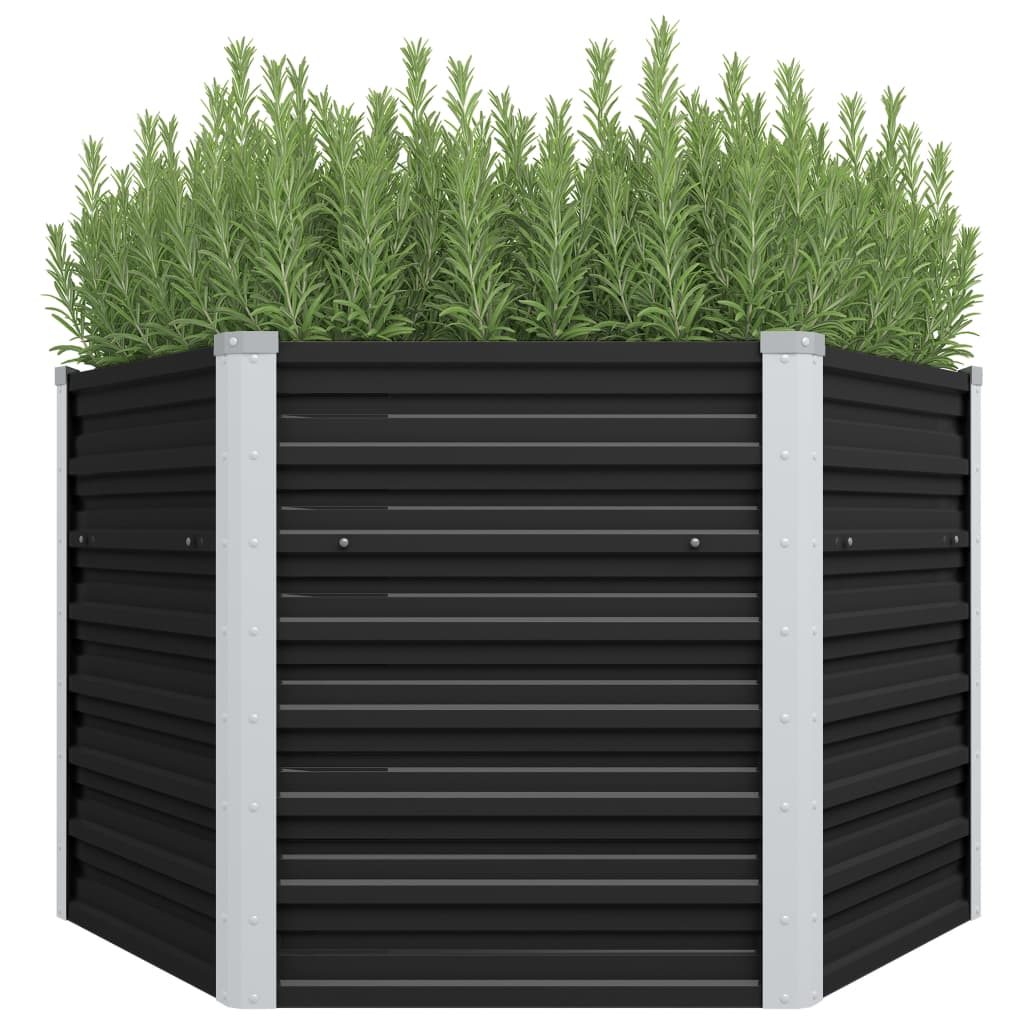 Garten-hochbeet Anthrazit 129 X 129 X 77 Cm Verzinkter Stahl Vidaxl
