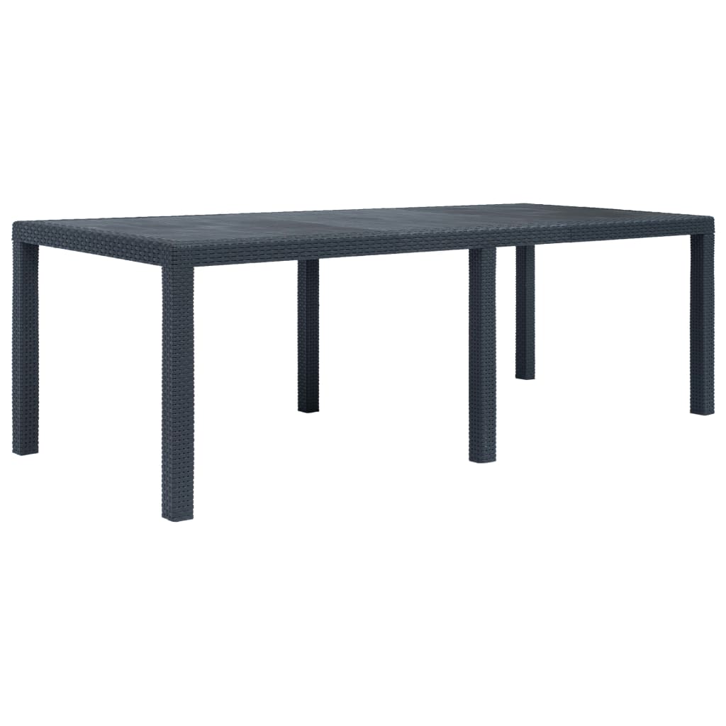 Vidaxl Garden Table Anthracite 220x90x72 Cm Plastic Rattan Look