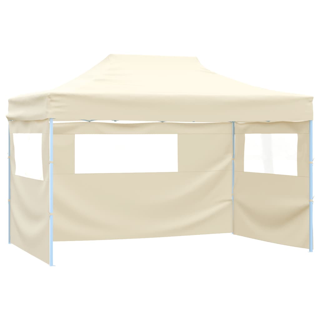 Faltzelt Mit 3 Seitenteilen 3x4,5 M Creme Vidaxl