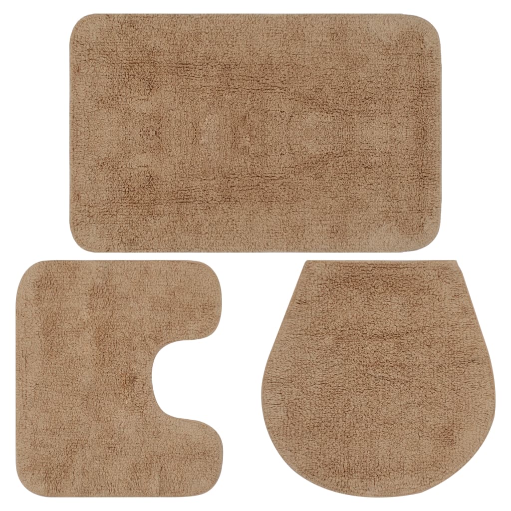 Badematten-set 3-tlg. Stoff Beige Vidaxl