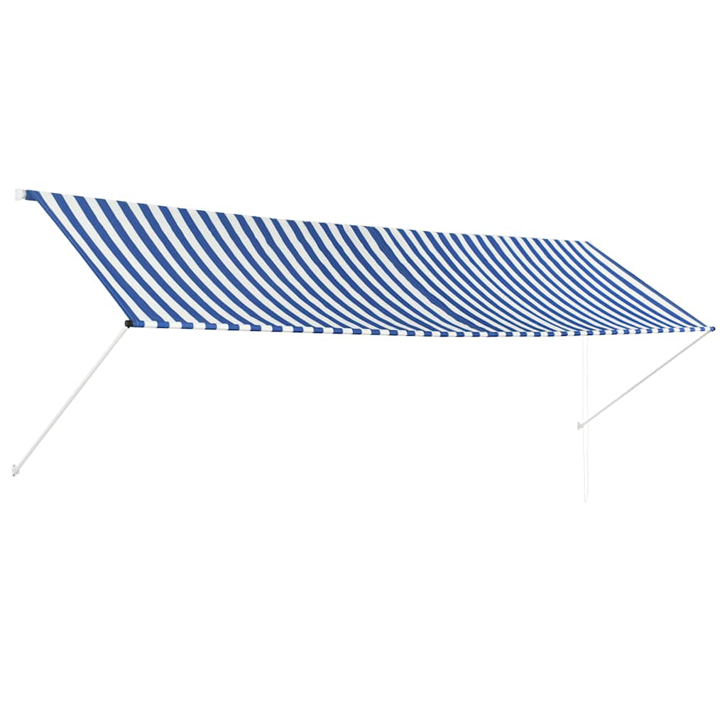 Einziehbare Markise 400 X 150 Cm Blau Und Weiß - Vidaxl