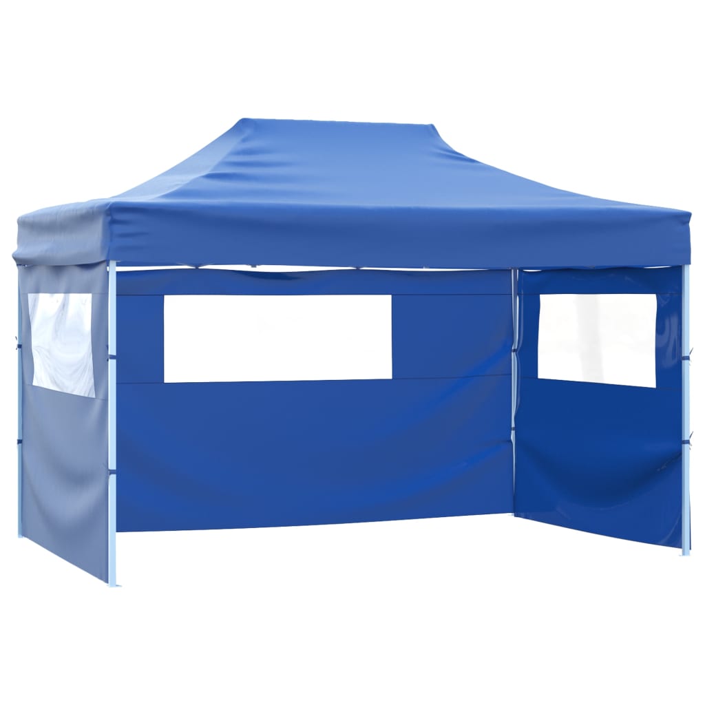 Faltzelt Mit 3 Seitenteilen 3x4,5 M Blau - Vidaxl