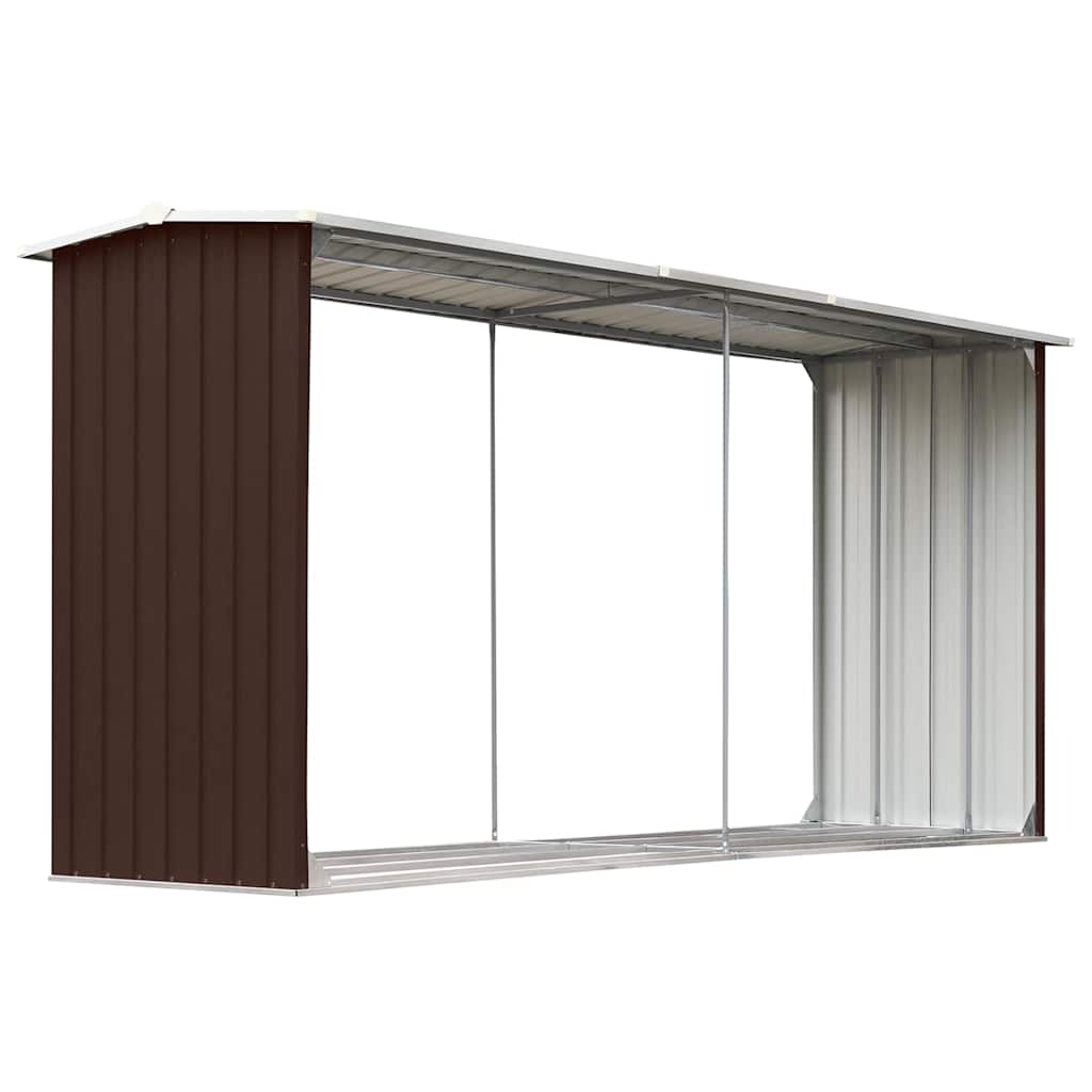 Brennholzlager Verzinkter Stahl 330 X 92 X 153 Cm Braun Vidaxl