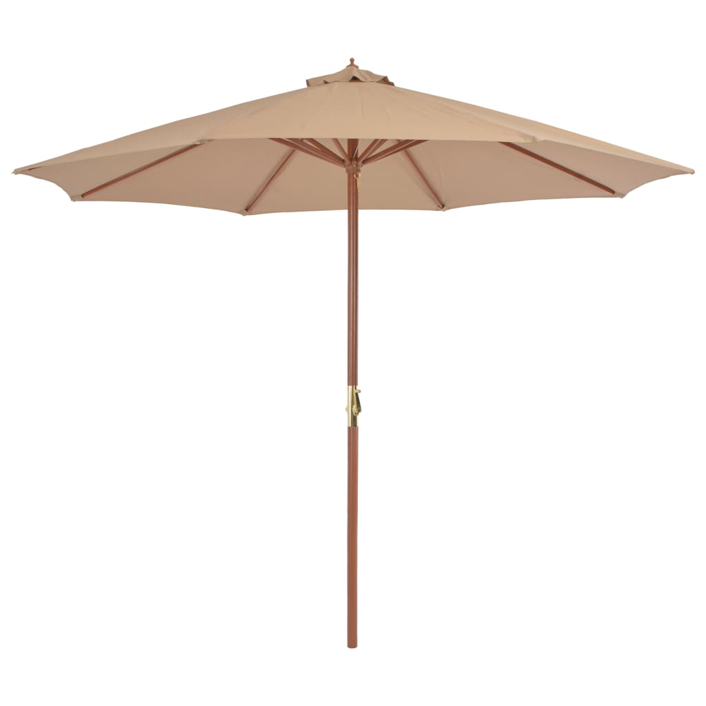 Vidaxl Outdoor Parasol With Wooden Pole 300 Cm Taupe