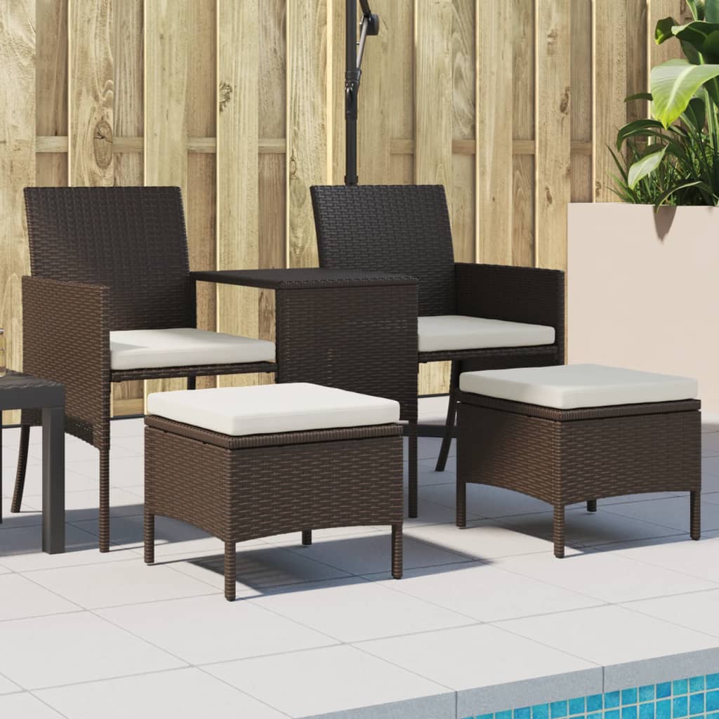 2-sitzer-gartensofa Mit Tisch & Hocker Poly Rattan Braun - Vidaxl