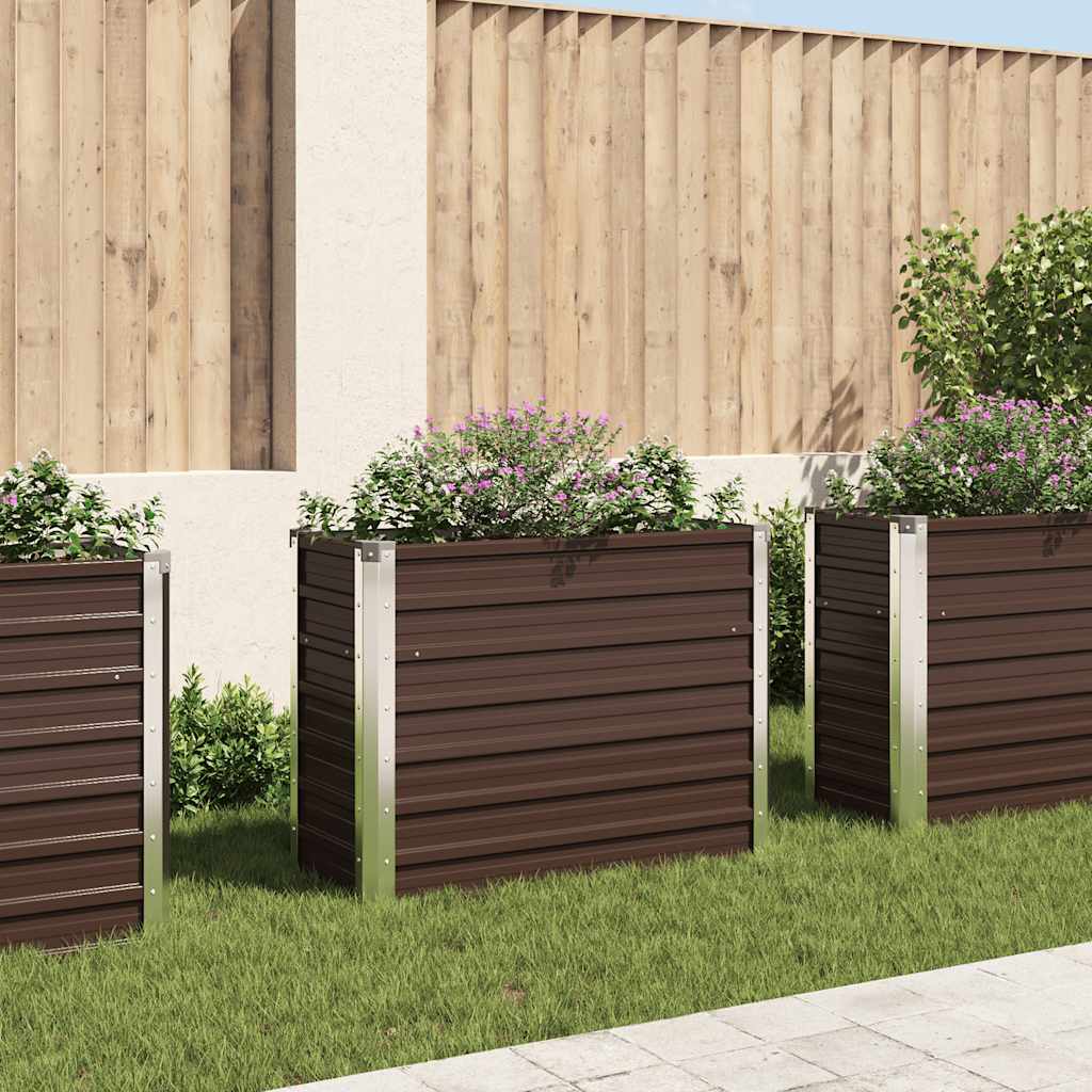 Garten-hochbeet Braun 100 X 40 X 77 Cm Verzinkter Stahl Vidaxl