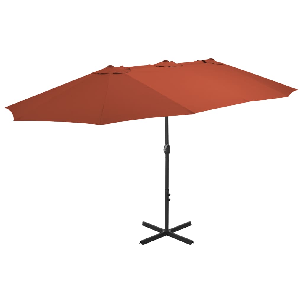 Sonnenschirm Mit Aluminium-mast 460x270 Cm Terrakotta Vidaxl