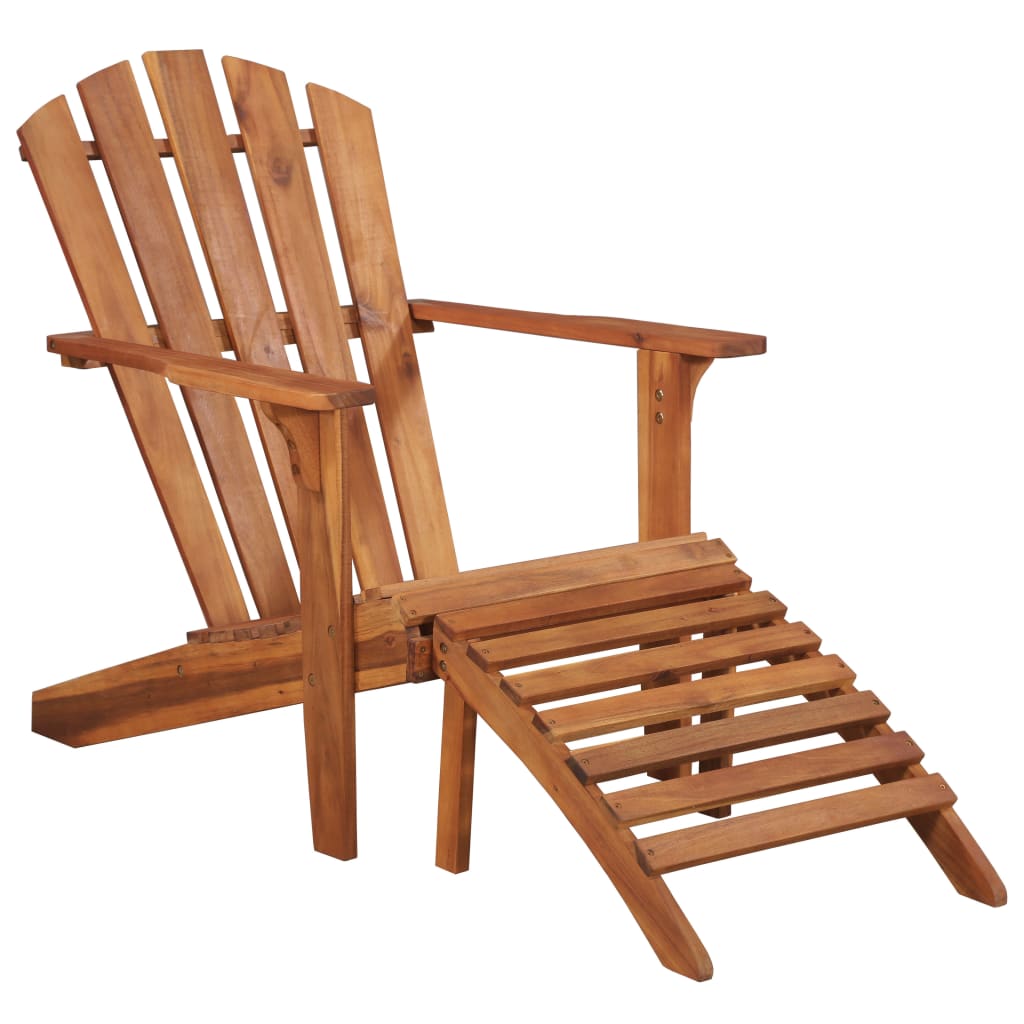 Vidaxl Garden Adirondack Chair With Footrest Solid Acacia Wood