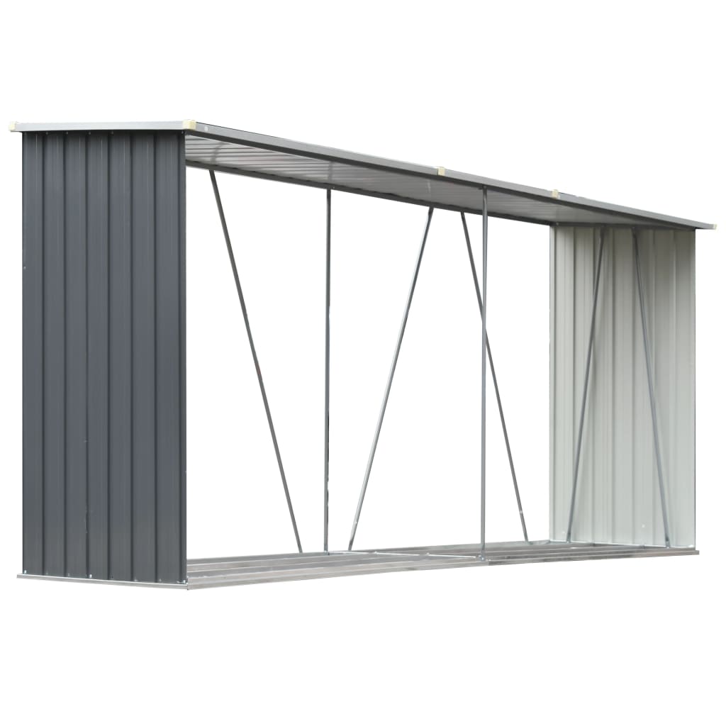 Brennholzlager Aus Verzinktem Stahl 330x84x152 Cm Grau Vidaxl