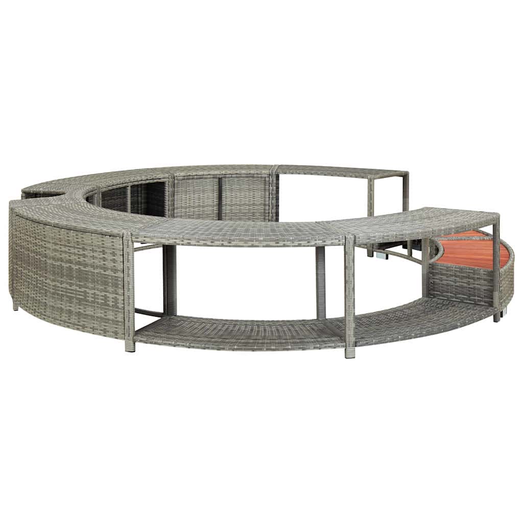 Whirlpool-umrandung Grau Poly Rattan - Vidaxl