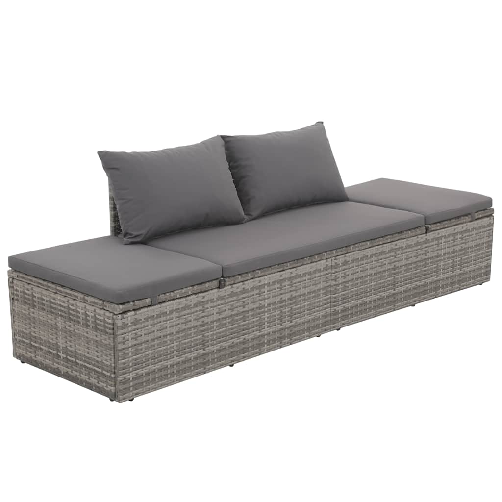 Gartenbett Grau 195×60 Cm Poly Rattan - Vidaxl