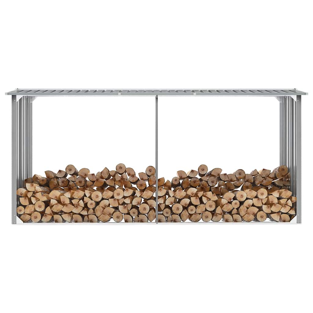 Brennholzlager Aus Verzinktem Stahl 330 X 92 X 153 Cm Grau Vidaxl