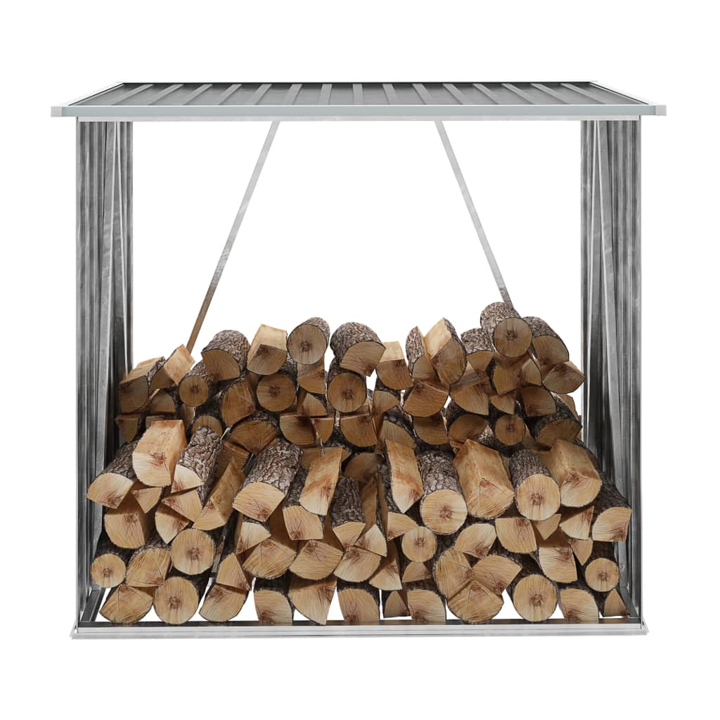Brennholzlager Verzinkter Stahl 163 X 83 X 154 Cm Grau Vidaxl