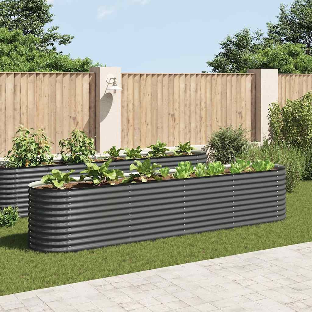 Garten-hochbeet 400 X 80 X 81 Cm Verzinkter Stahl Grau - Vidaxl