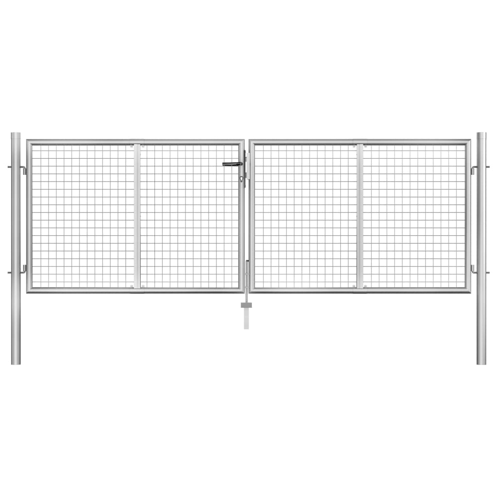 Gartentor Verzinkter Stahl 306 X 75 Cm Silber Vidaxl