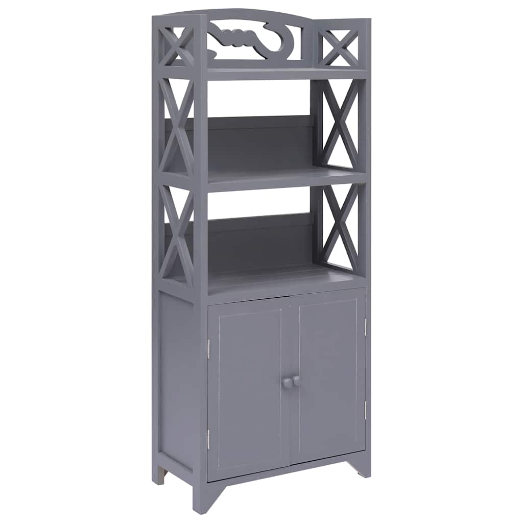 Badezimmerschrank Grau 46x24x116 Cm Paulownia-holz Vidaxl