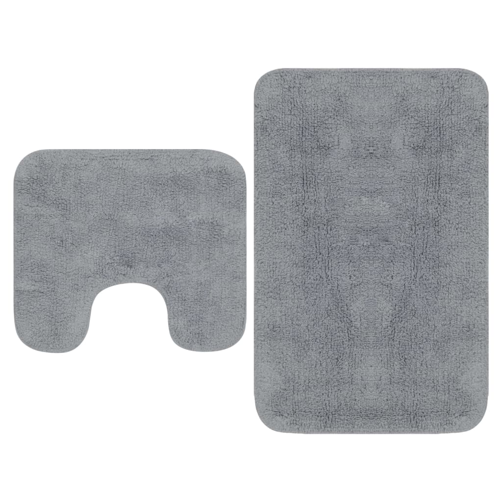 Badematten-set 2-tlg. Stoff Grau Vidaxl
