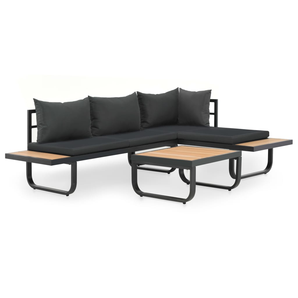 2-tlg. Garten-ecksofa-set Mit Auflagen Aluminium Wpc - Vidaxl