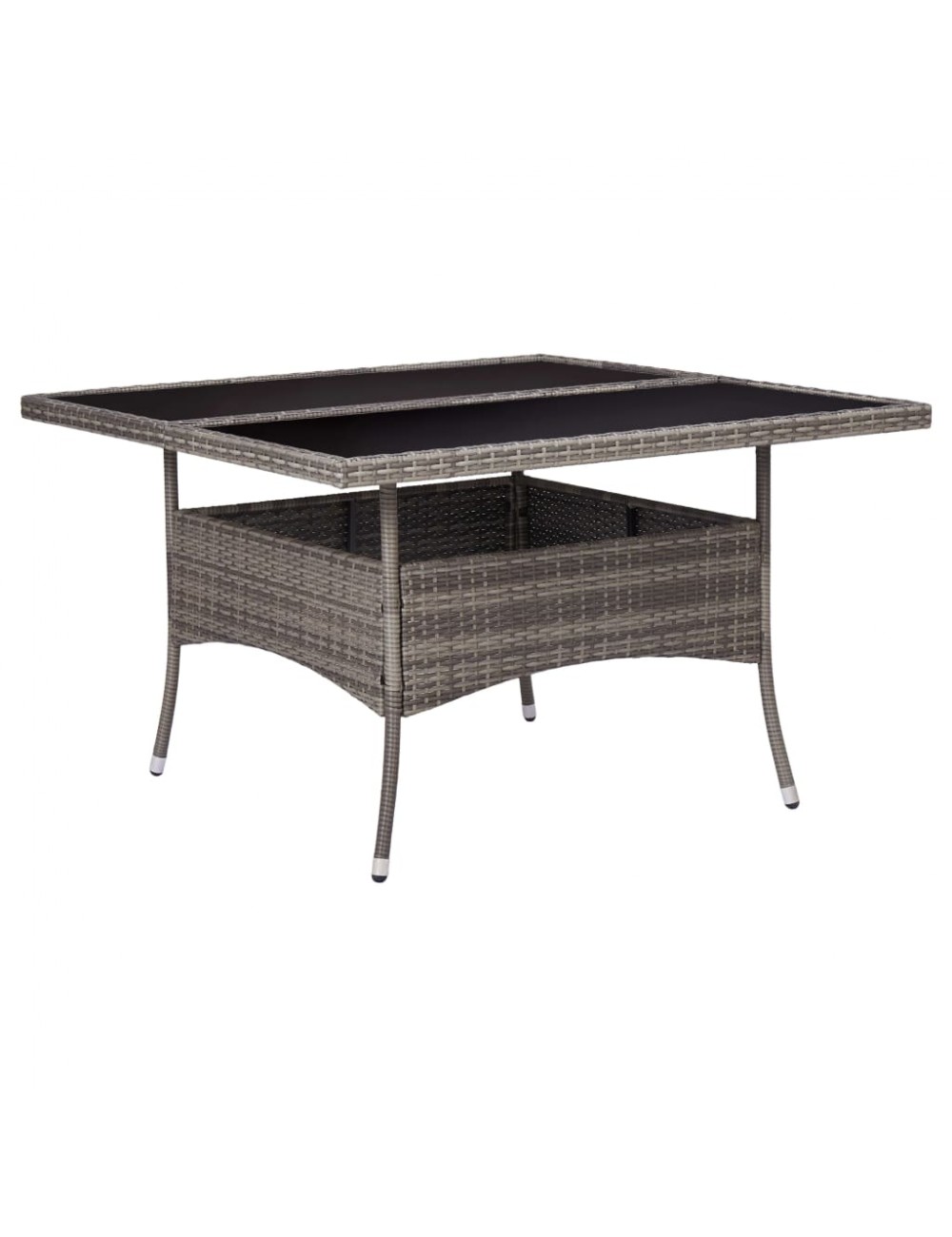 Garten-esstisch Grau Poly Rattan Und Glas - Vidaxl