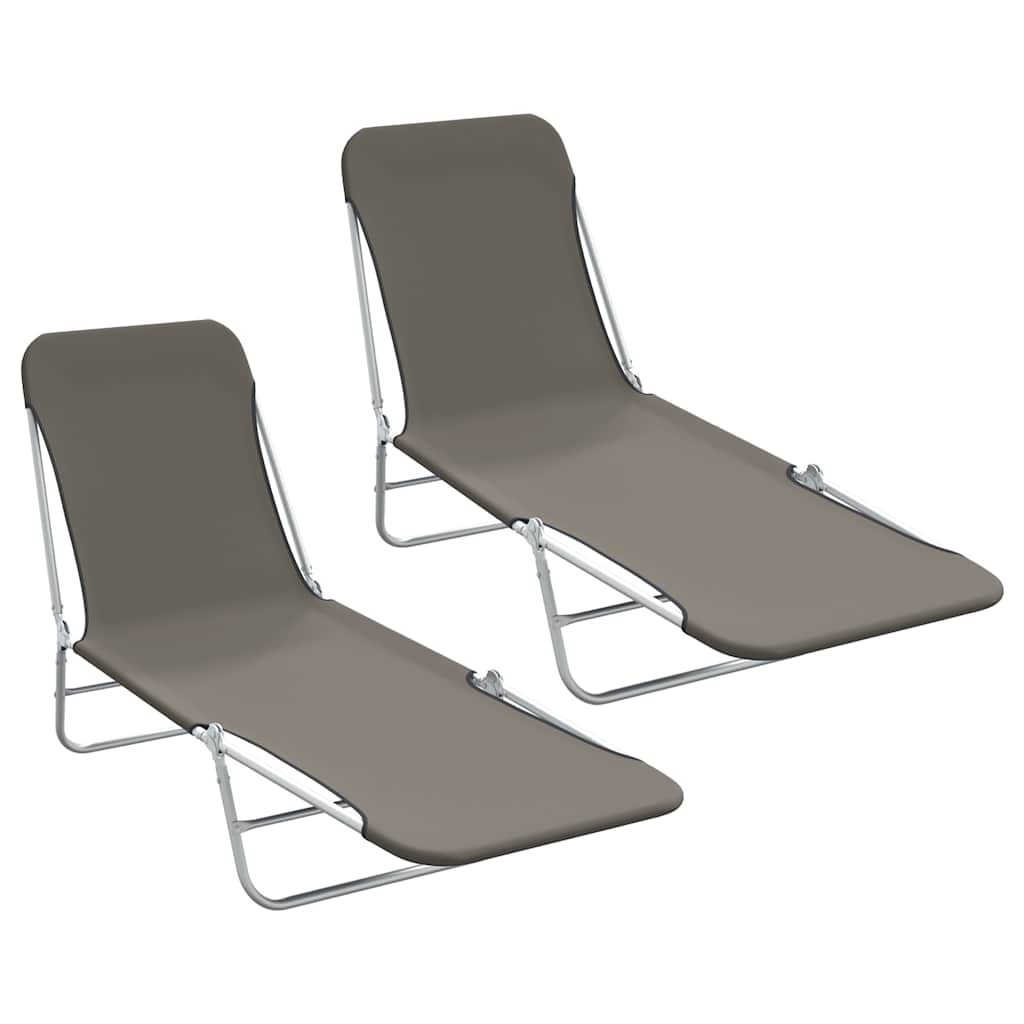 Klappliegen 2 Stk. Stahl Und Stoff Grau - Vidaxl