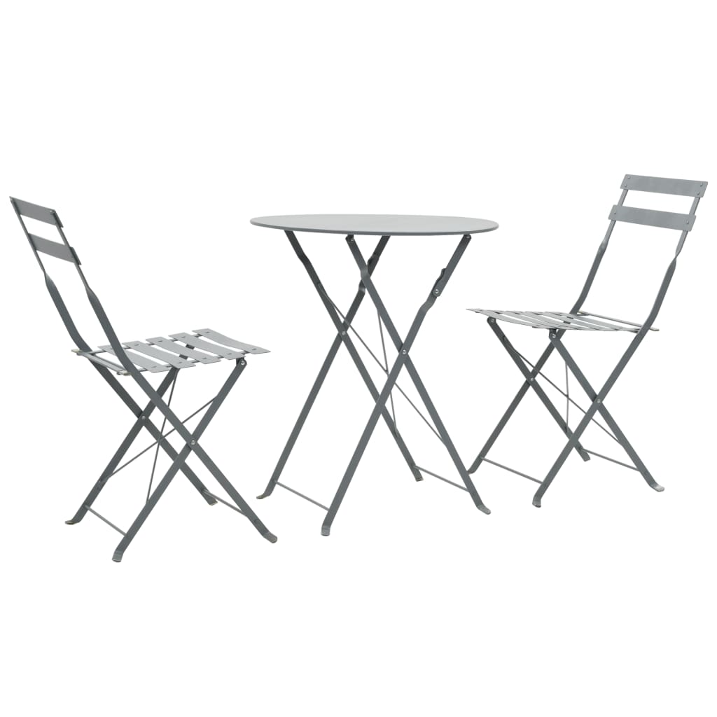 3-tlg. Bistro-set Stahl Grau Vidaxl