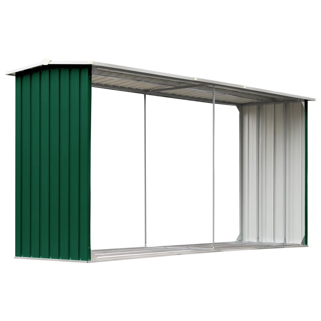 Brennholzlager Verzinkter Stahl 330 X 92 X 153 Cm Grün Vidaxl