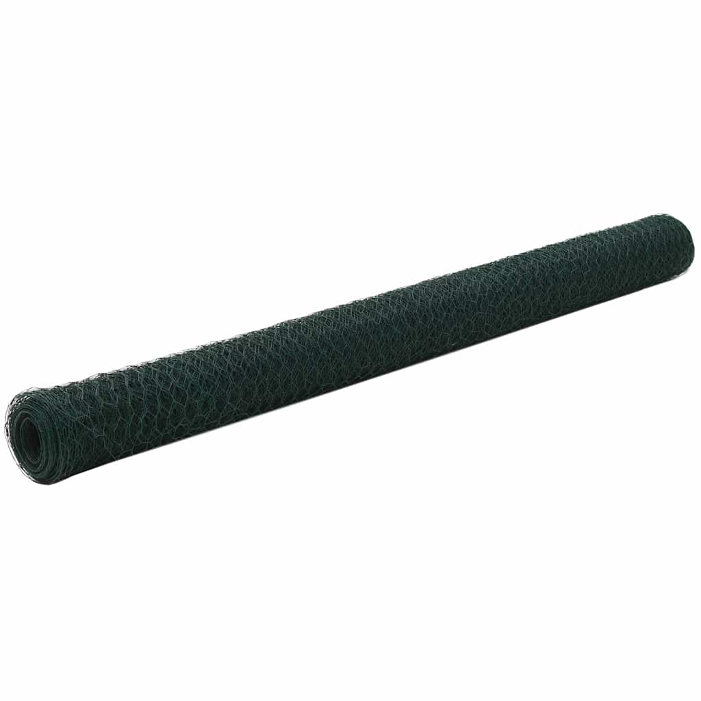 Vidaxl Chicken Wire Fence Steel With Pvc Coating 25x1,5 M Green