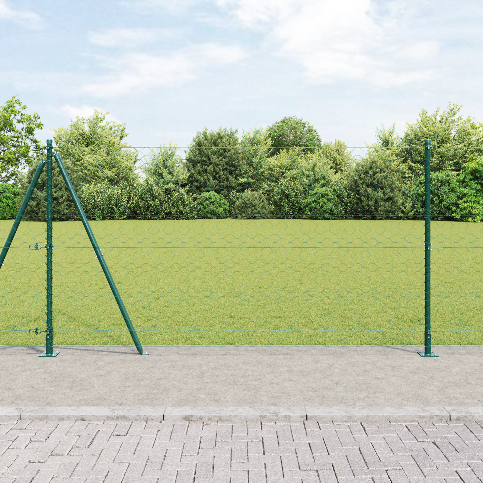 Vidaxl Hexagonal Fence With Concrete Base 25 X 1.2 M Pvc-coated Steel