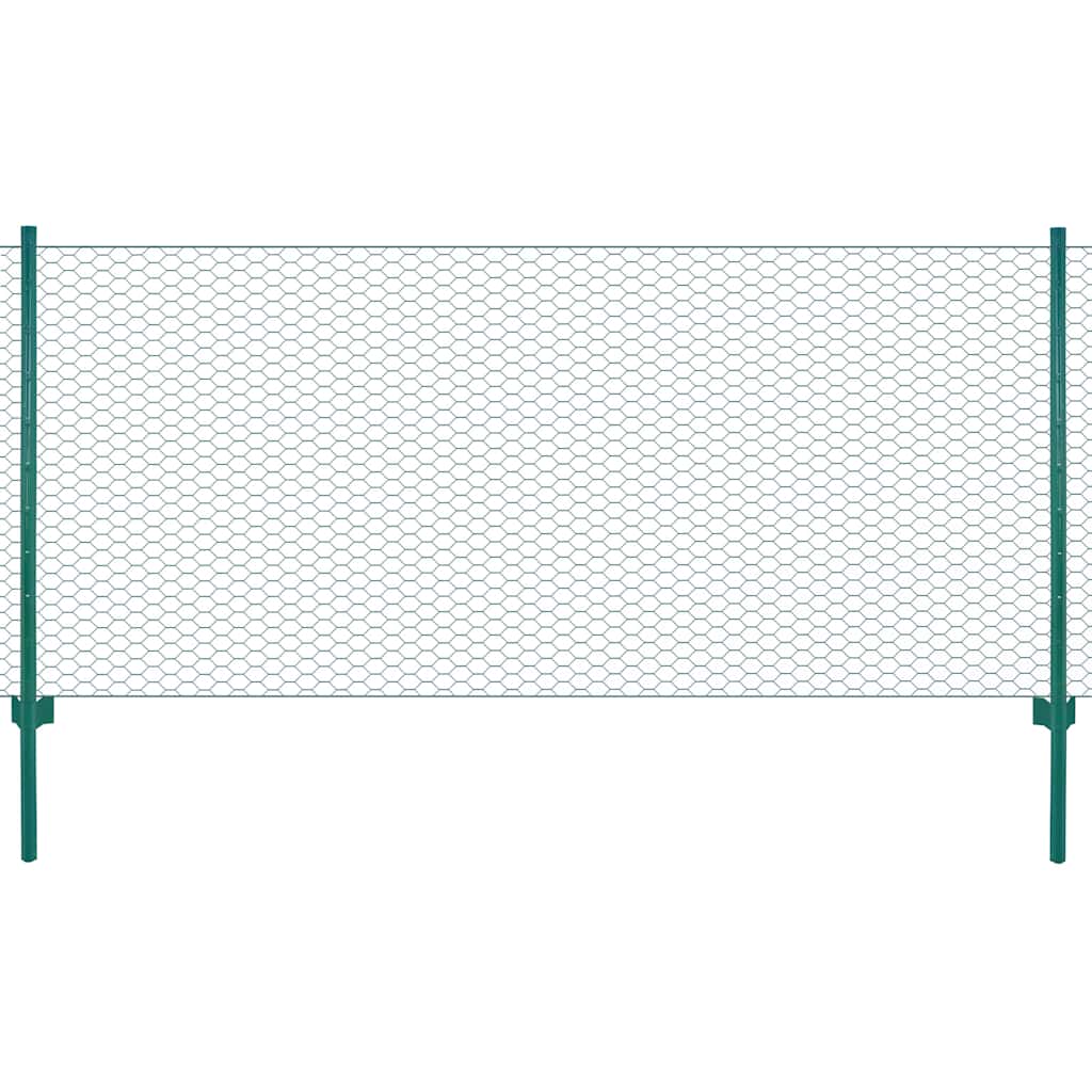 Vidaxl Wire Mesh Fence With Posts Steel 25x1 M Green