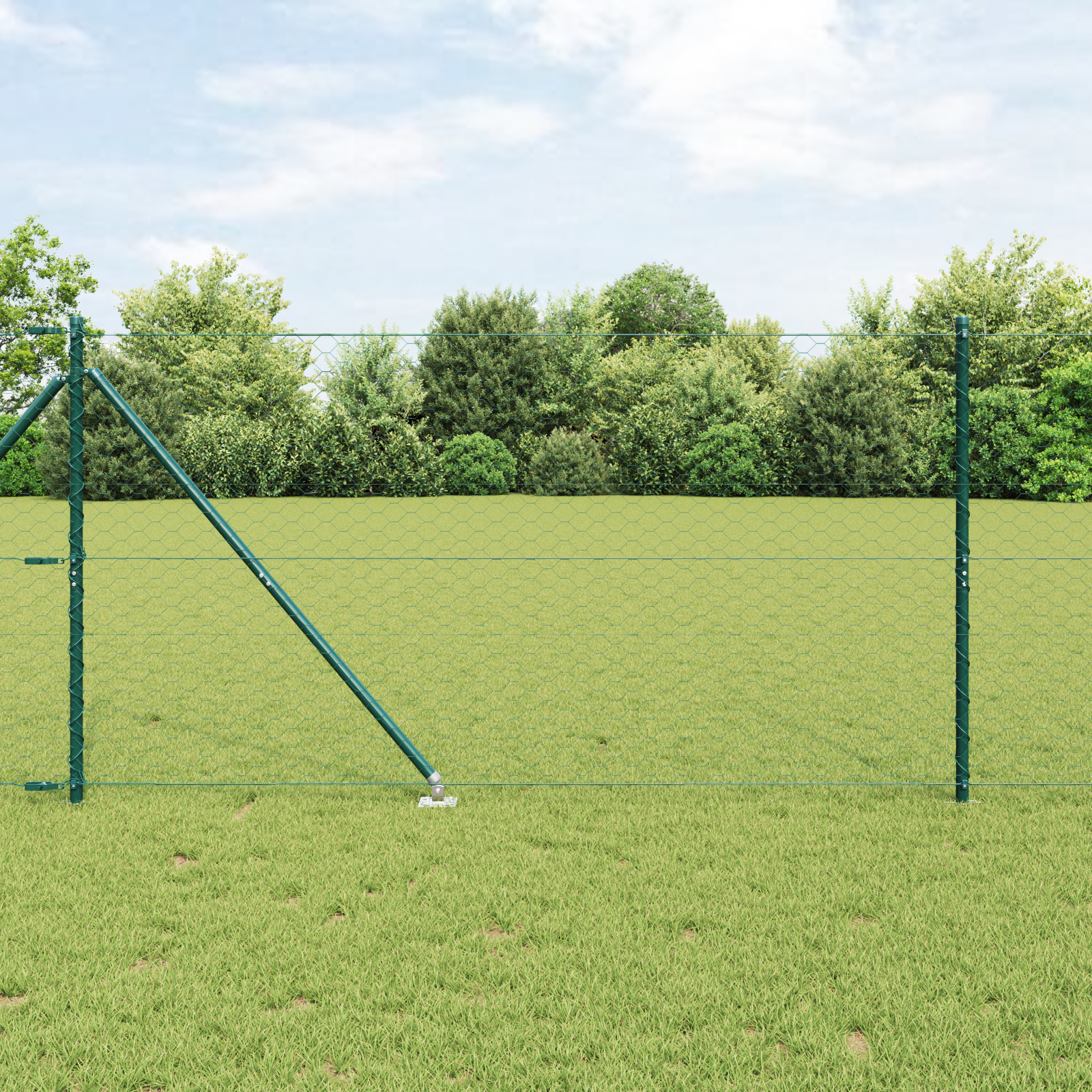 Vidaxl Hexagonal Fence With Post 25 X 1.2 M Pvc-coated Steel Green