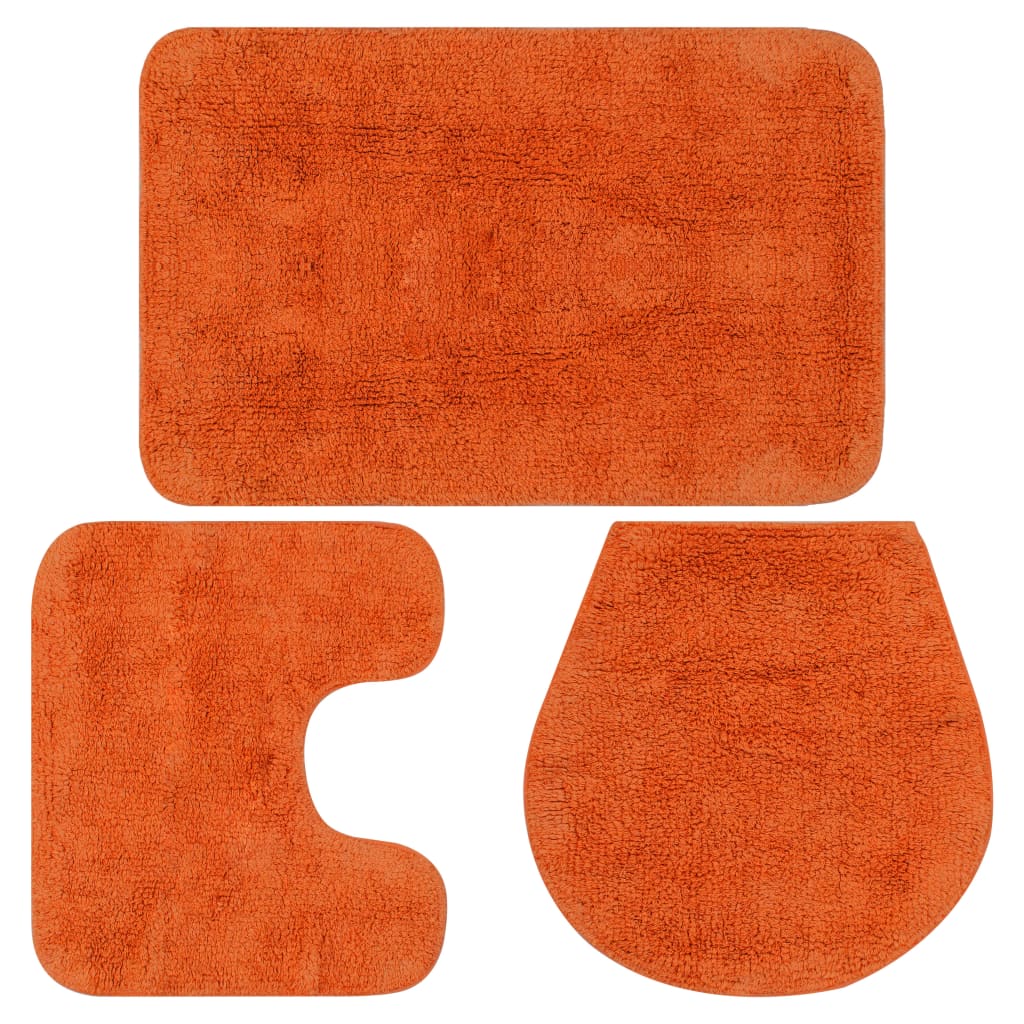Badematten-set 3-tlg. Stoff Orange Vidaxl