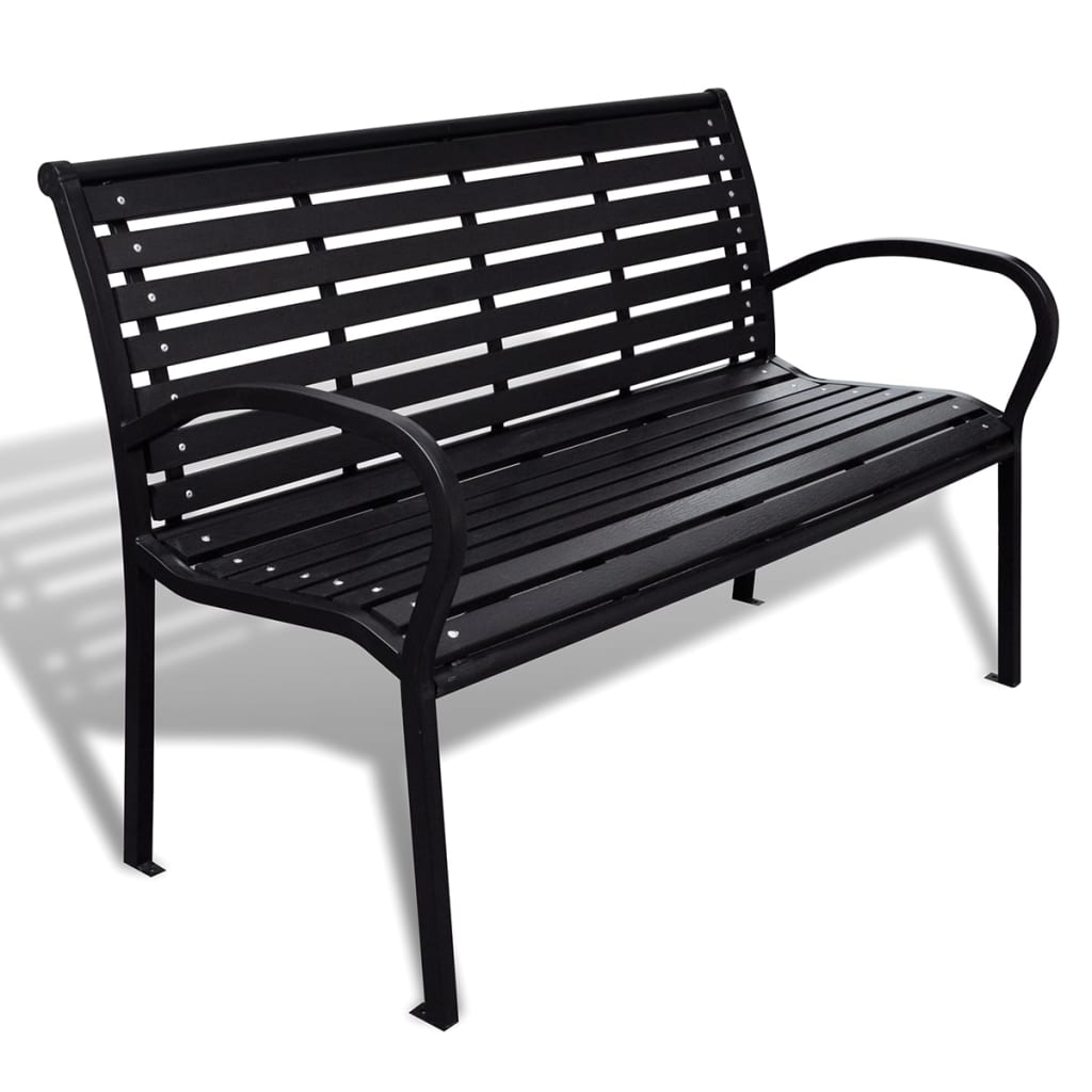 Gartenbank 125 Cm Stahl Und Wpc Schwarz - Vidaxl