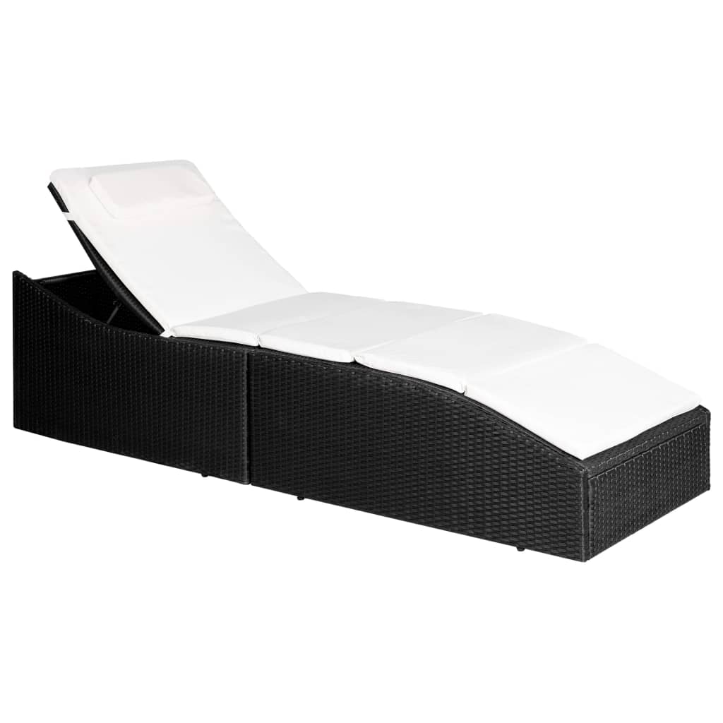 Sonnenliege Mit Polsterauflage Poly Rattan Schwarz - Vidaxl