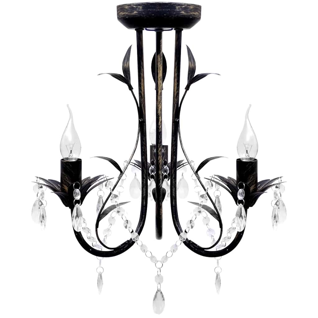 Decknlampe Art Novau Mit Kristallperlen 3 X E14 Vidaxl