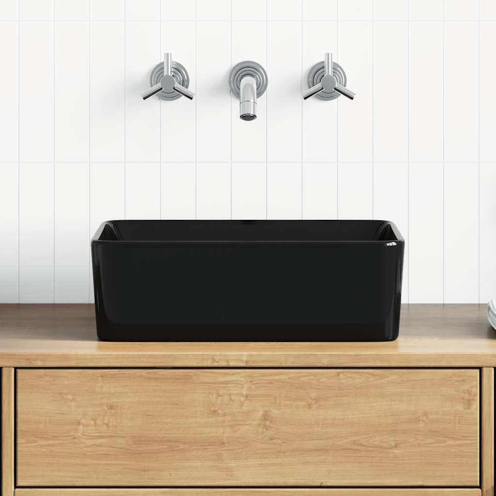 Waschbecken 40 X 30 X 13 Cm Keramik Schwarz Vidaxl