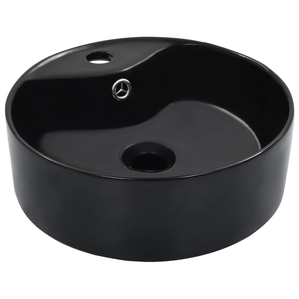 Vidaxl - Waschbecken Mit Überlauf 36 X 13 Cm Keramik Schwarz