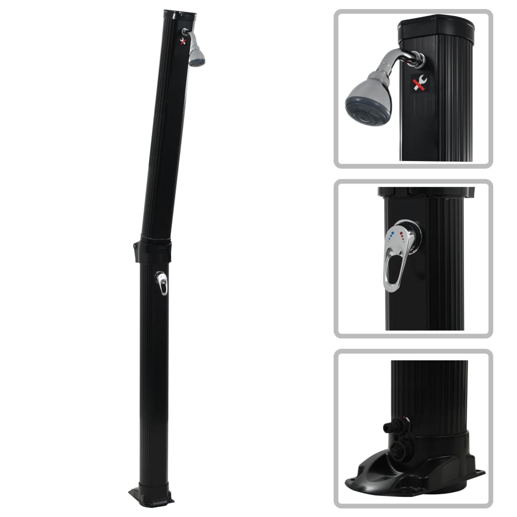 Solardusche Klappbar Schwarz 214 Cm 23 L - Vidaxl